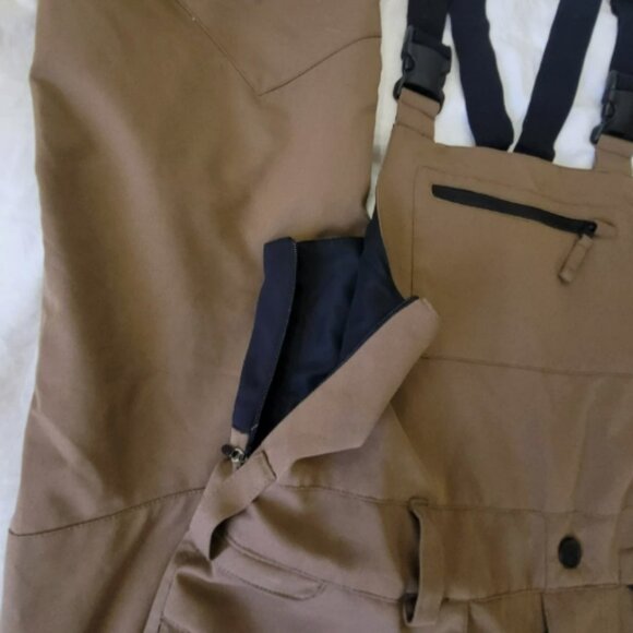 Volcom Rain Bib Overalls Men's Size Small Brown Cold Weather Gear - Picture 6 of 12